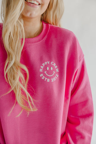 Happy Crew Sweatshirt (Hot Pink)