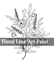 Load image into Gallery viewer, Floral Line Art Digital Print